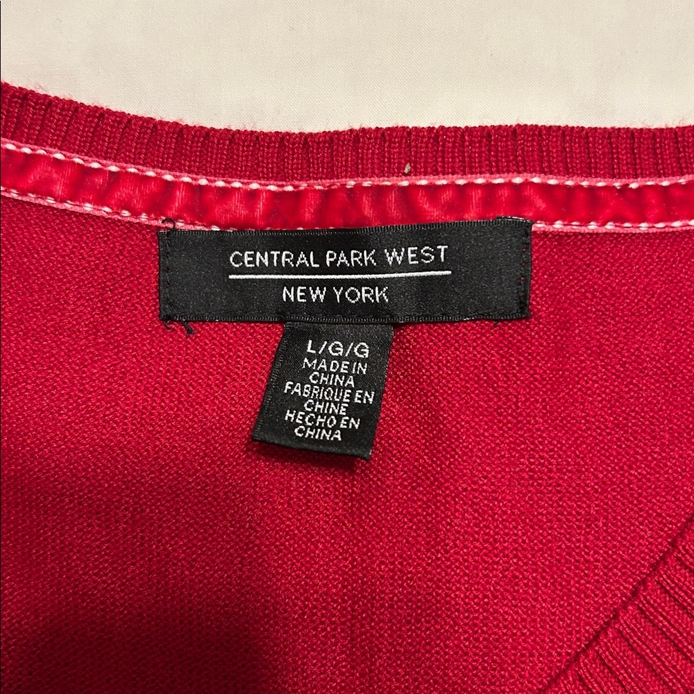 Central Park West Red Cardigan with Embellished Shoulders  Size L - Picture 4 of 6